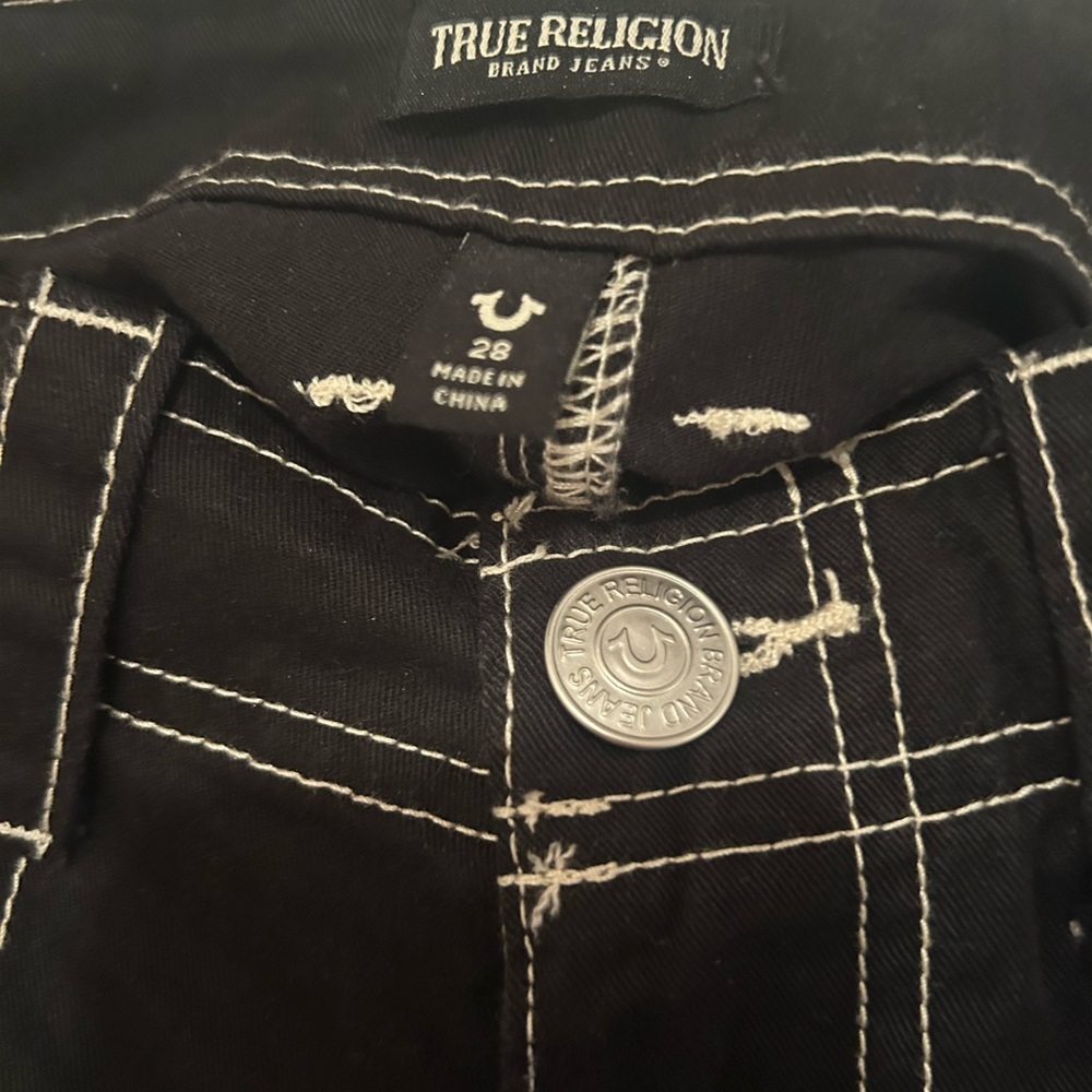 True Religion Black Jeans with White Stitching
